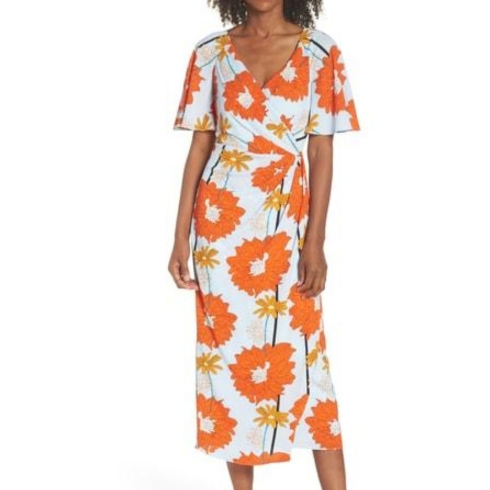 NWT Maggy London Floral Crepe Midi Dress